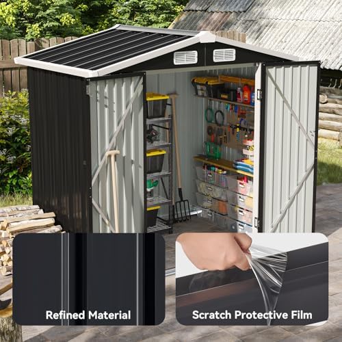 Aoxun 6x4 FT Shed Outdoor Storage Shed, Black - Image 3
