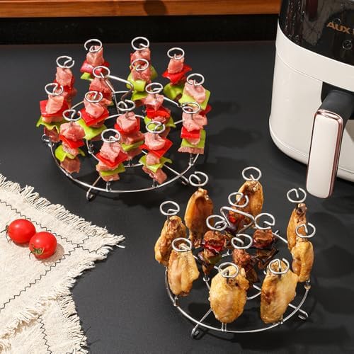304 Stainless Steel Air Fryer Skewer Stand Dishwasher Safe Vertical Skewer Air Fryer Accessories for BBQ Grill Kabobs Chicken Meat Seafood (15 Long Skewers) - Image 7