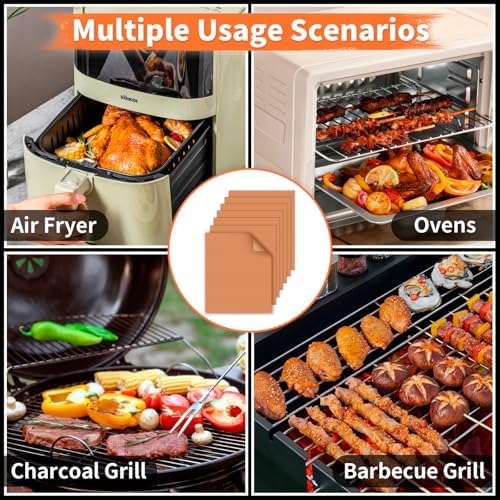 WIBIMEN Grill Mats for Outdoor Grill, Copper 7pcs Grill Mat - Image 6