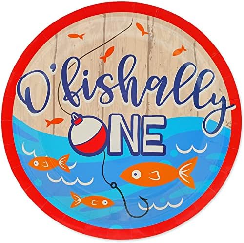 BLUE PANDA O'Fishally One Paper Plates - Heavy Duty Dinner Plates & Dessert Dishware - 1st Birthday Party Tableware & Decoration - Multicolor - 9 in - Pack of 80 - Image 2