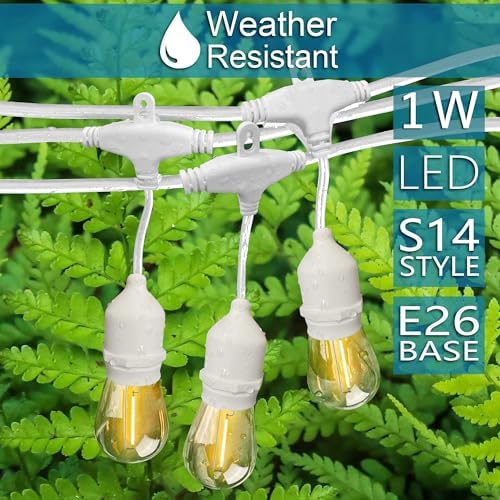 Banord Outdoor String Lights 105FT, S14 Waterproof Patio Lighting, White - Image 3