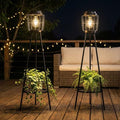 VISFLAIR 2 Pack Solar Lights with Plant Stand, Outdoor Floor Lamp, Waterproof Solar LED Edison Bulb Floor Lamps for Patio Porch Deck Yard Garden Decor by VISFLAIR