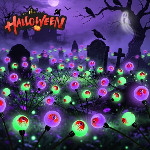 OZS 6 Pack 36 LED Solar Eyeball Lights for Outdoor Halloween Decorations by OZS