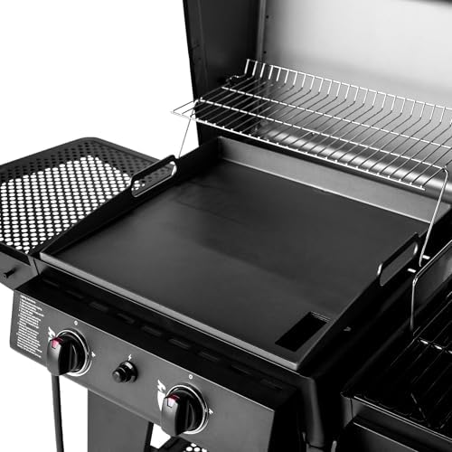 Char-Griller Flex Fuel Plus 3 in 1 Gas and Charcoal Grill Griddle and Smoker Combo 30000 BTUs Outdoor BBQ with Flat Top Griddle Insert Dual Fuel Backyard Grill Station, CG30281224 - Image 4