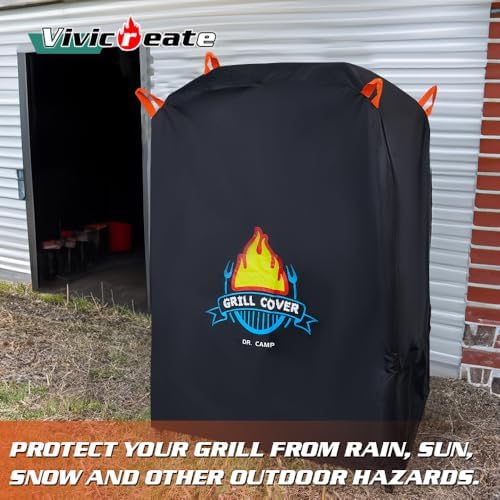 Vivicreate Waterproof BBQ Grill Cover 32 Inch Heavy Duty 420D Fabric Outdoor Barbecue Cover Weatherproof UV Protection Windproof Fits Weber Char-Broil Nexgrill Traeger Smoker Parrilla - Image 7