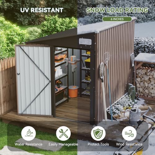 Aoxun 4x6 FT Lean-to Metal Storage Shed,Sloped Roof Outdoor Garden Cabinet - Image 4