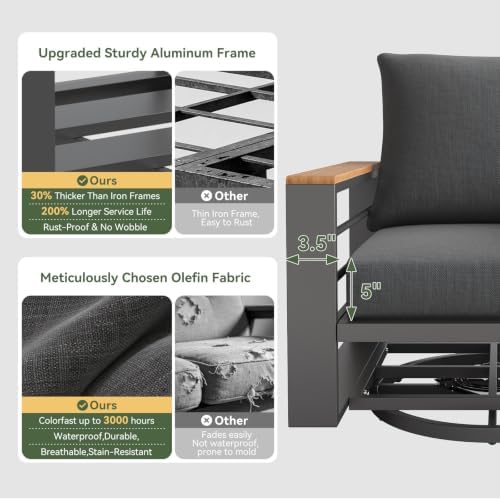 Aoxun Aluminum Patio Furniture Set with Swivel and Rocking Chairs - Image 4
