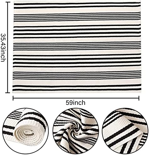 Black and White Outdoor Rug 3'x 5' Fall Area Rug Farmhouse Front Porch Rug - Image 2