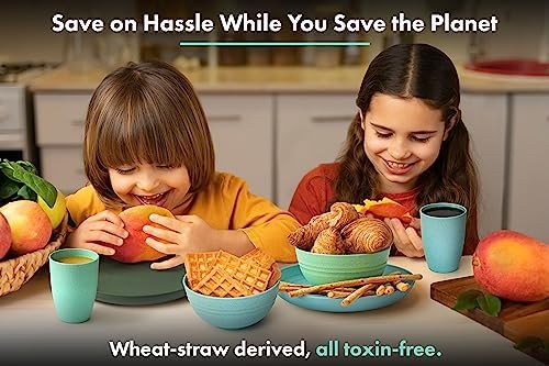 FOODLE Wheat Straw Dinnerware Set - RV, Camping, Picnic Plates Cups & Bowls - Image 5