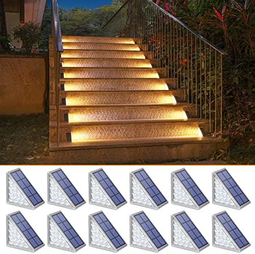 NIORSUN Solar Step Lights - 12 Pack Warm White Auto On/Off, Waterproof IP67, Outside for Stairs, Patios, Yards, Porches, Steps, Sidewalks, Decks by NIORSUN