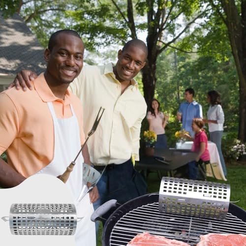 BBQ Dragon Rolling Grill Basket – Large Stainless Steel with Snap-Close Lid, Dishwasher Safe for Vegetables, Fish, and Meat - Image 4