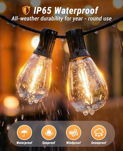 50FT Outdoor String Lights with Remote, LED Patio Lights with 18+1 Waterproof S11 Bulbs, Outside Dimmable 2700K Warm White, Timer & 3 Modes,for Backyard Garden Deck Porch Balcony Gazebo Party Decor - Image 4