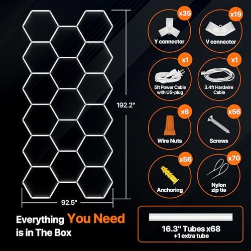 Hexagon Garage Lights: 476W 17 Grids Hexagon Led Lights 52360LM - Image 6