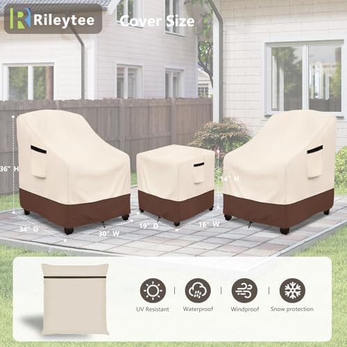 Outdoor Furniture Covers Waterproof,600D Heavy Duty Patio Furniture Covers 3 Piece Set,Patio Set Cover for 2 Chairs and Side Coffee Table,Beige - Image 2