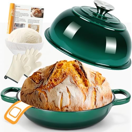 AHJ 6QT Enameled Cast Iron Dutch Oven for Sourdough Bread Baking by AHJ