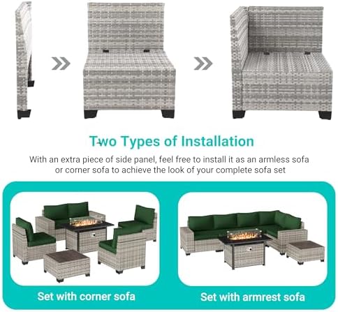 Outdoor Patio Furniture Set PE Wicker Rattan Outdoor Sectional Sofa - Image 3