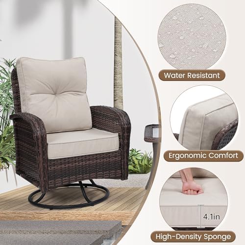 wildformers Luxury Outdoor Swivel Wicker Glider Patio Chairs with Table Set - Image 6