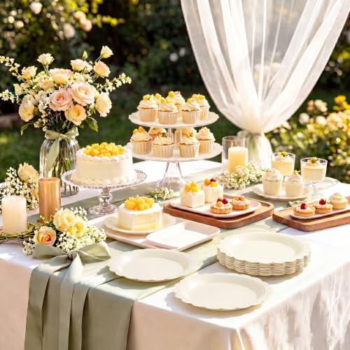 NatNarr 30 Pcs Ivory Paper Plates, 7" Cream Dessert Cake Appetizer Plates - Image 4