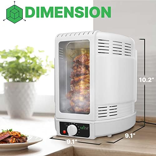 NutriChef Vertical Rotisserie Oven Roaster - Rotating Shawarma/Kebab Machine with Skewer and Rack, Basket Tower, Roasting Rack, Poultry Tower, Drip Tray - For Meat Chicken Turkey Lamb - PKRT15 White - Image 3
