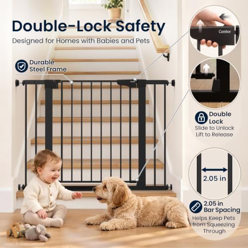 Cumbor 30-43" Baby Gate for Doorways, Auto-Close Walk-Thru Dog Gate, Black - Image 5
