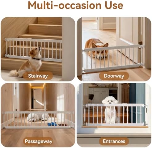 Fldofaves Dog Gate - 18"-45" Adjustable Extra Wide Metal Baby Gate to Step Over, 10" Tall Small Pet Gate with 3 Extension Kits, Pressure Mounted for Doorways & Stairs - Image 5