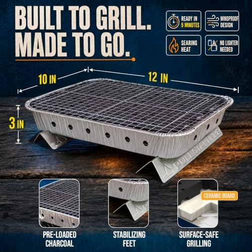 Pull Start Fire Grill, Natural Hardwood Charcoal, Portable 3hr Burn, 2 Pack - Image 5