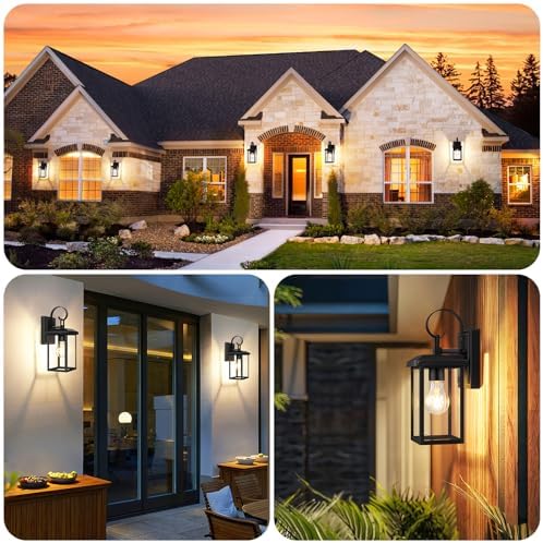 BesLowe 2-Pack Outdoor Wall Light Fixtures, Modern Porch Sconces, Black - Image 5