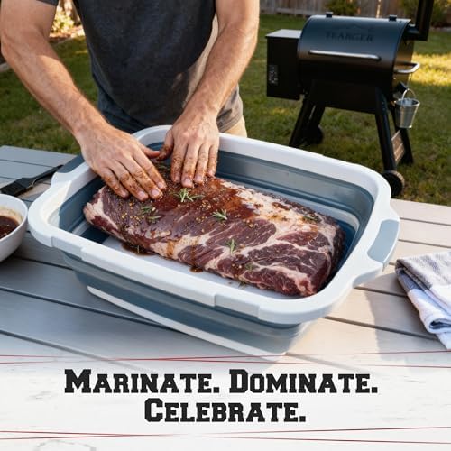 KITCHEN PERFECTION Collapsible XL Smoker & BBQ Prep Tub with Locking Lid - Image 4