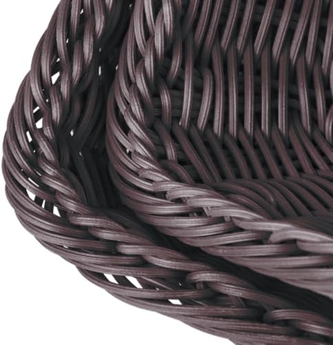 6 Packs 12 Inch Poly Wicker Bread Baskets, Coffee Rectangle bread Baskets for Serving, Woven Polypropylene Basket, Bread Basket for Serving, Restaurants, Tableware - Image 3