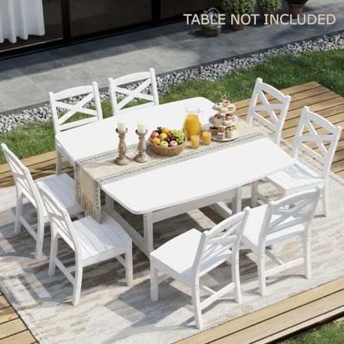 Outdoor Armless Dining Chairs Set of 4,HDPE Patio Chairs with Wide Seat,All-Weather HDPE Patio Armless Chairs for Porch, Backyard, Deck, White,Table not Included - Image 4