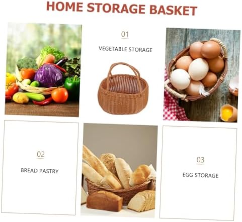 Imitation Rattan Woven Basket Sturdy PP Material Multi-Functional Picnic Storage Holder for Fruits Vegetables Decorative Rustic Organizer for Outdoor Use - Image 3