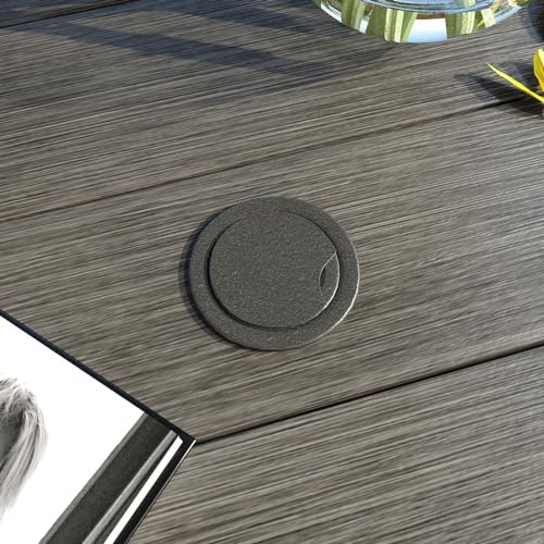 VICLLAX 35.5" Round Outdoor Bar Table, Bar Height Patio Table with Adjustable Umbrella Hole for Balcony, Grey Wood-Like - Image 5