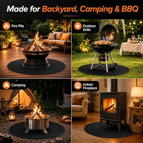 36 Inch Fire Pit Mat, Round Grill Mat for Under Fire Pit and Outdoor BBQ, Double-Sided Silicone Coated Fiberglass, Water and Oil Resistant, Black - Image 6