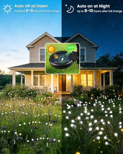 OZS 4 Pack 32 LED Solar Garden Lights, Solar Firefly Lights Outdoor - Image 7