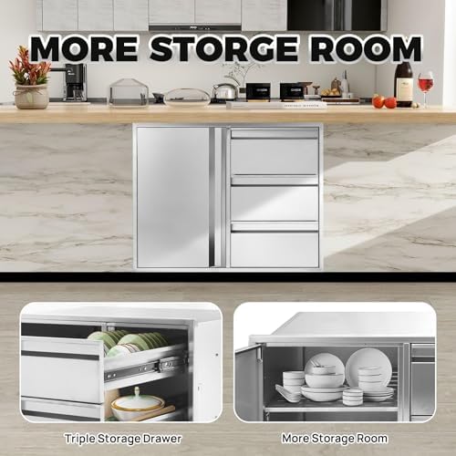Karpevta Outdoor Kitchen Drawer Combo 27.8"x21.7"x19.4" Triple Drawer - Image 6
