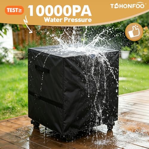 Outdoor Grill Cart Prep Table Cover 600D for 30-inch Keter Unity Portable Outdoor 40 Gal Table with Storage Cabinet, Waterproof UV Resistant Outside bbq Bar Cart Cooking Station Cover, 30" x 24" x 32" - Image 3