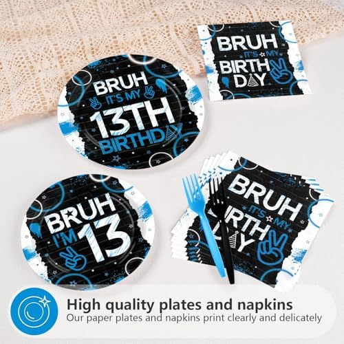 96 Pcs Bruh 13th Birthday Party Supplies for Boys Girls Official Serves 24 - Image 4