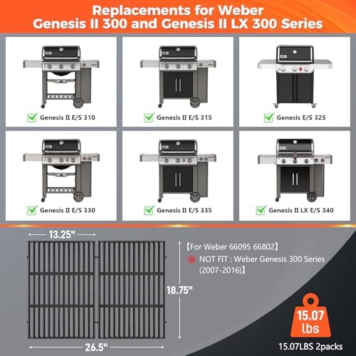 QuliMetal 18.75 Inch Grill Grates for Weber Genesis II 300 Series - Image 3