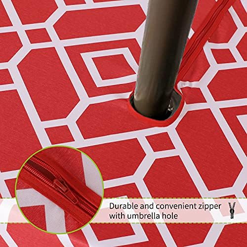 LUSHVIDA Moroccan Outdoor Tablecloth with Umbrella Hole, 60x102 Inch Red - Image 5