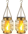 KOOPER Solar Lanterns Outdoor Waterproof, Upgraded Flickering Flame Hanging Solar Lights Outdoor Decorative, Metal Outdoor Hanging Lantern for Yard Patio Garden Decor, Gift for Mom 2 Pack (Bronze) by KOOPER