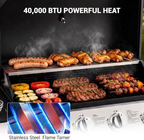 HUGROVE 4-Burner Propane Gas Grill for Outdoor Cooking 40000 BTU Black - Image 4