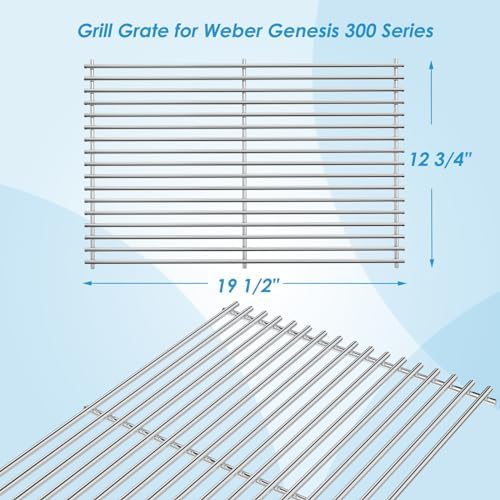 7528 7524 19.5" Grill Grates for Weber Genesis 300 Series Genesis E310 E320 E330 S310 S320 S330 EP310 EP320 EP330 for Weber Genesis 300 Grill Parts, 7MM Stainless Steel - Image 4