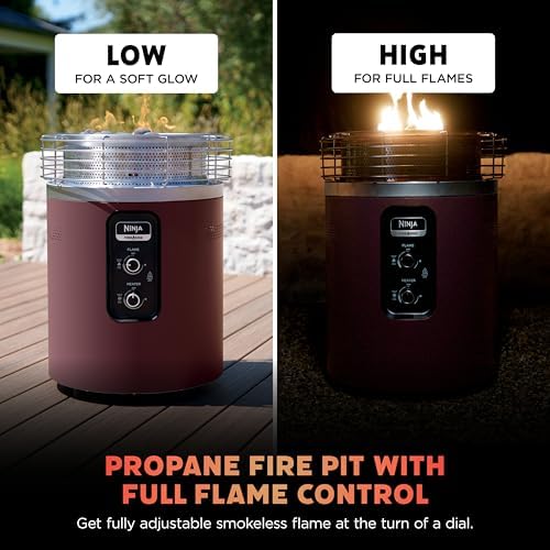 Ninja Fireside360 Fire Pit/Heater, 80,000 BTU, 3 Modes, Push Start, Maroon - Image 5