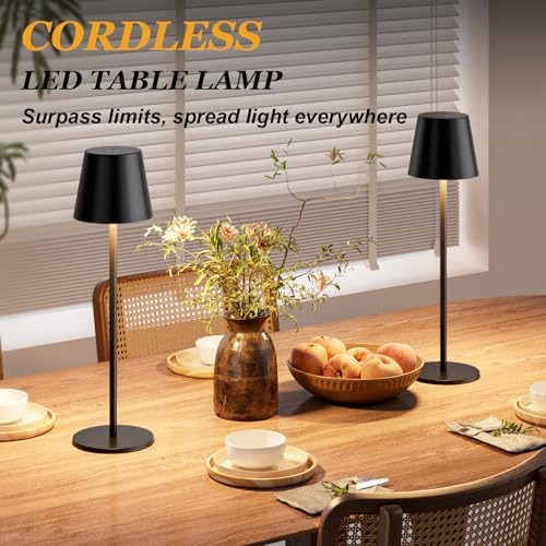 Rechargeable Table Lamp Sets, Cordless Battery Operated Lamps, Black - Image 4