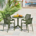 Costaelm Small Patio Table, Outdoor Round Dining Table, Weather Resistant Outside Table for Poolside Deck Lawn Garden Backyard, Olive Green by Costaelm
