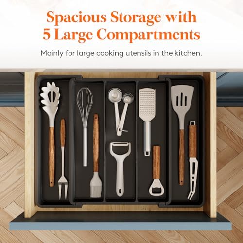 Lifewit Utensil Organizer for Kitchen Drawers, Expandable Utensil Tray - Image 4