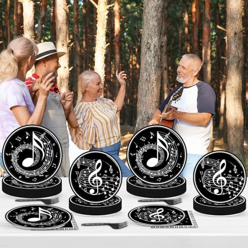 96PCS Musical Note Party Paper Plates and Napkins Music Themed Tableware Musical Notes Dinnerware Disposable Paper Plates for Baby Shower Music Concert Birthday Karaoke Christmas Decorations - Image 6
