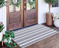 Blue and White Outdoor Rug 24"x51"Fall Woven Striped Front Porch Rug by BUAGETUP