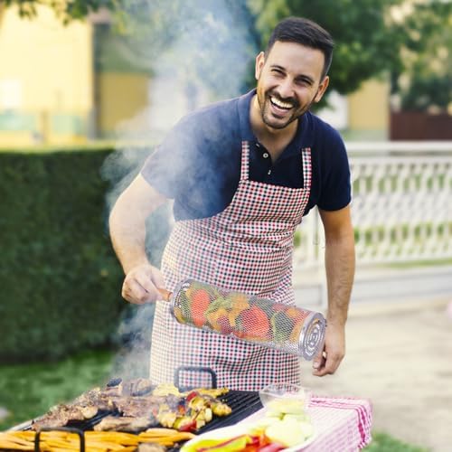 Rolling Grill Basket,Grill Baskets for Outdoor Grill,BarBecue Accessories for Vegetables & Shrimp,304 Stainless Steel, Unique Gift for Dad or Husband - Image 6