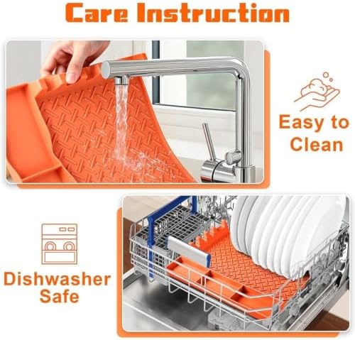 Silicone Grill Mat for Blackstone Griddle Accessories,16x11.5 Inch BBQ Griddle Mat with Drip Pad,Thickened Heat Resistant Side Mats for Outdoor Kitchen,Gifts for Men (Orange) - Image 7